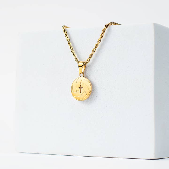 Adé & Grace - Wholesale Pendant/Charm Necklace - "Volleyball x Cross" Necklace1
