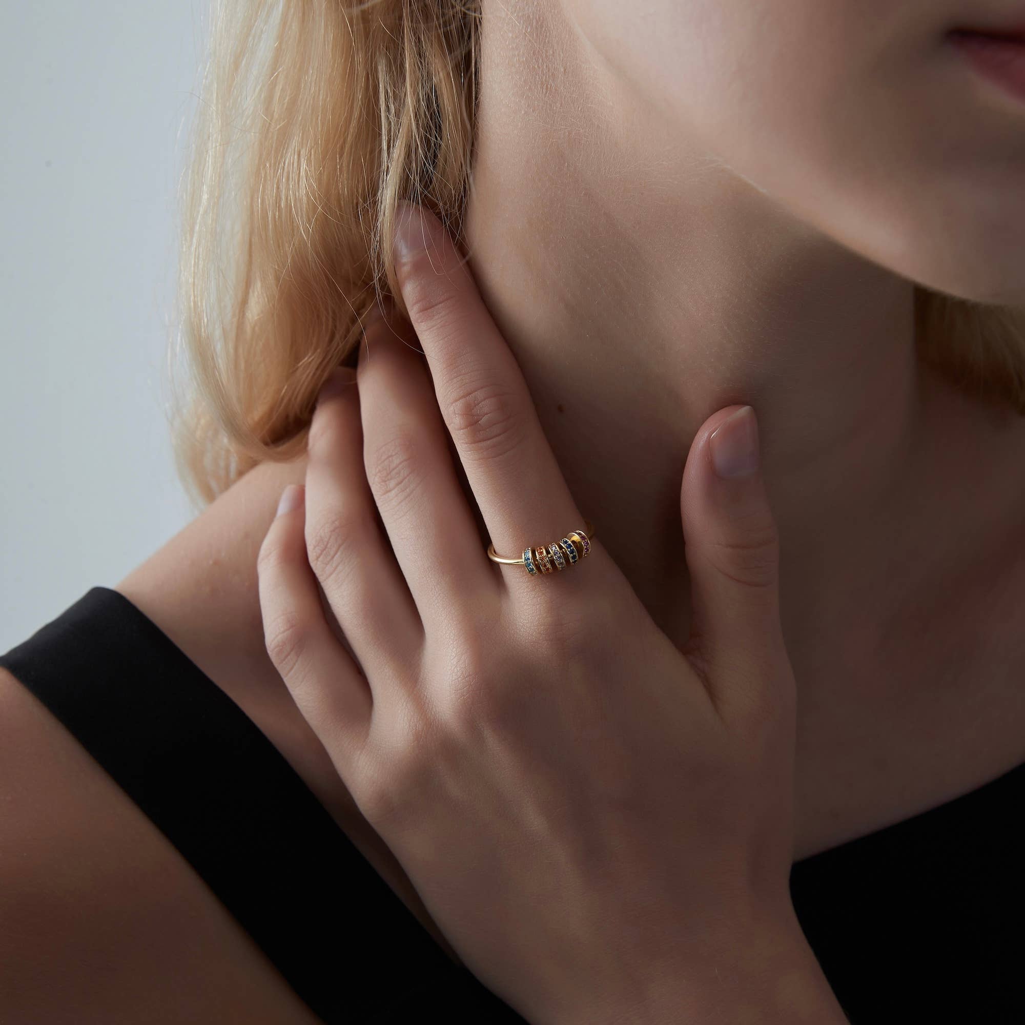 Perimade & Co. LLC - Wholesale Multi-Stone Ring - Rainbow Bead Fidget Spinner Ring in 925 Sterling Silver7