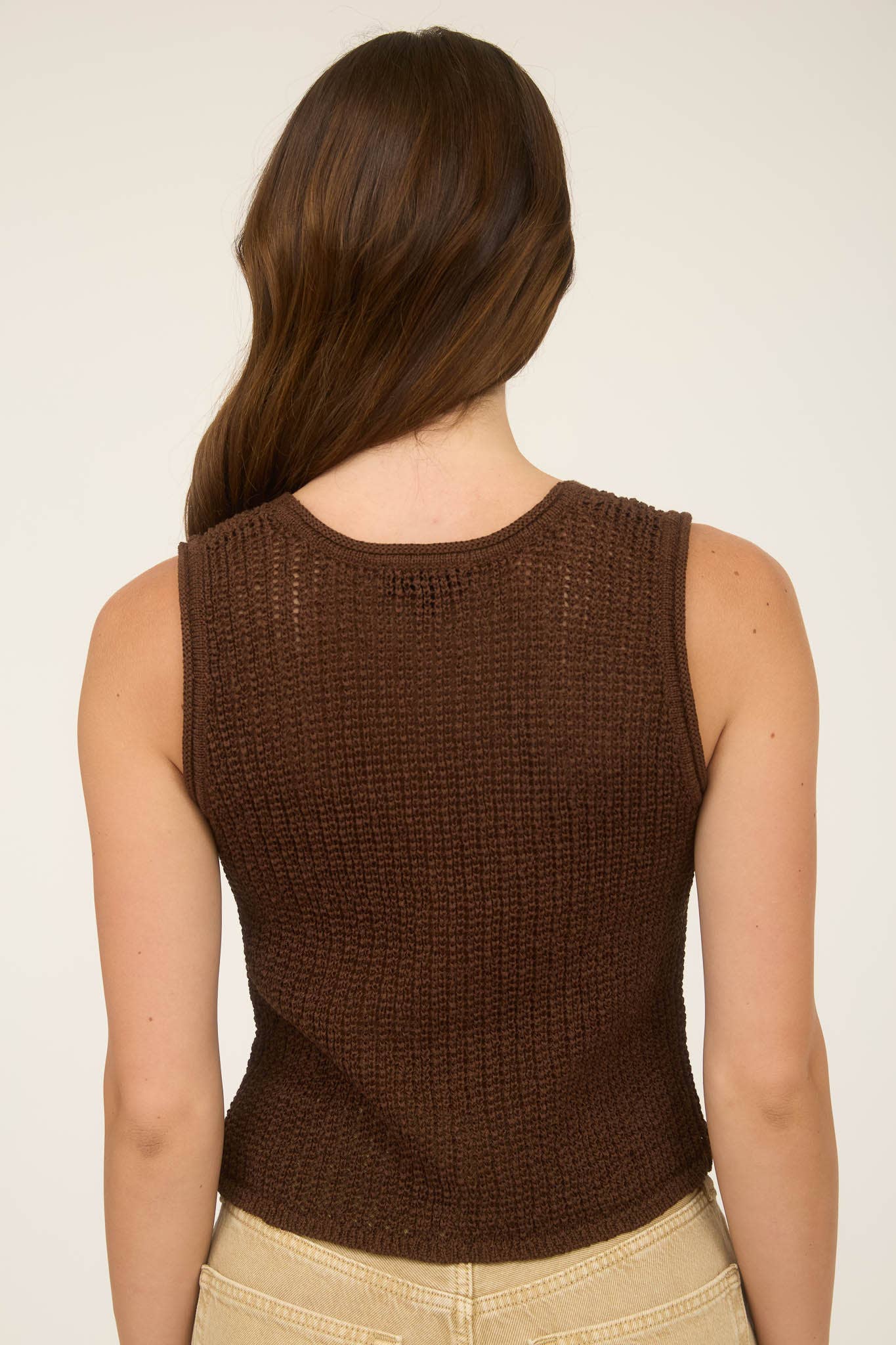 Blu Pepper - Wholesale Outerwear Vest - Women's - V NECK FRONT BUTTON CROCHET KNIT VEST11