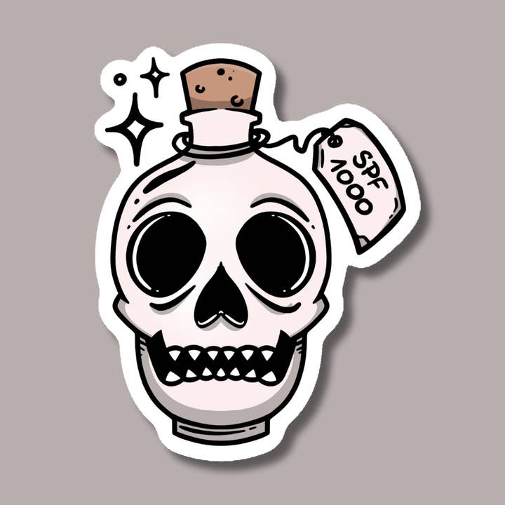 Indigo Maiden - Wholesale Sticker - SPF 1000 Skull Sunscreen Sticker0