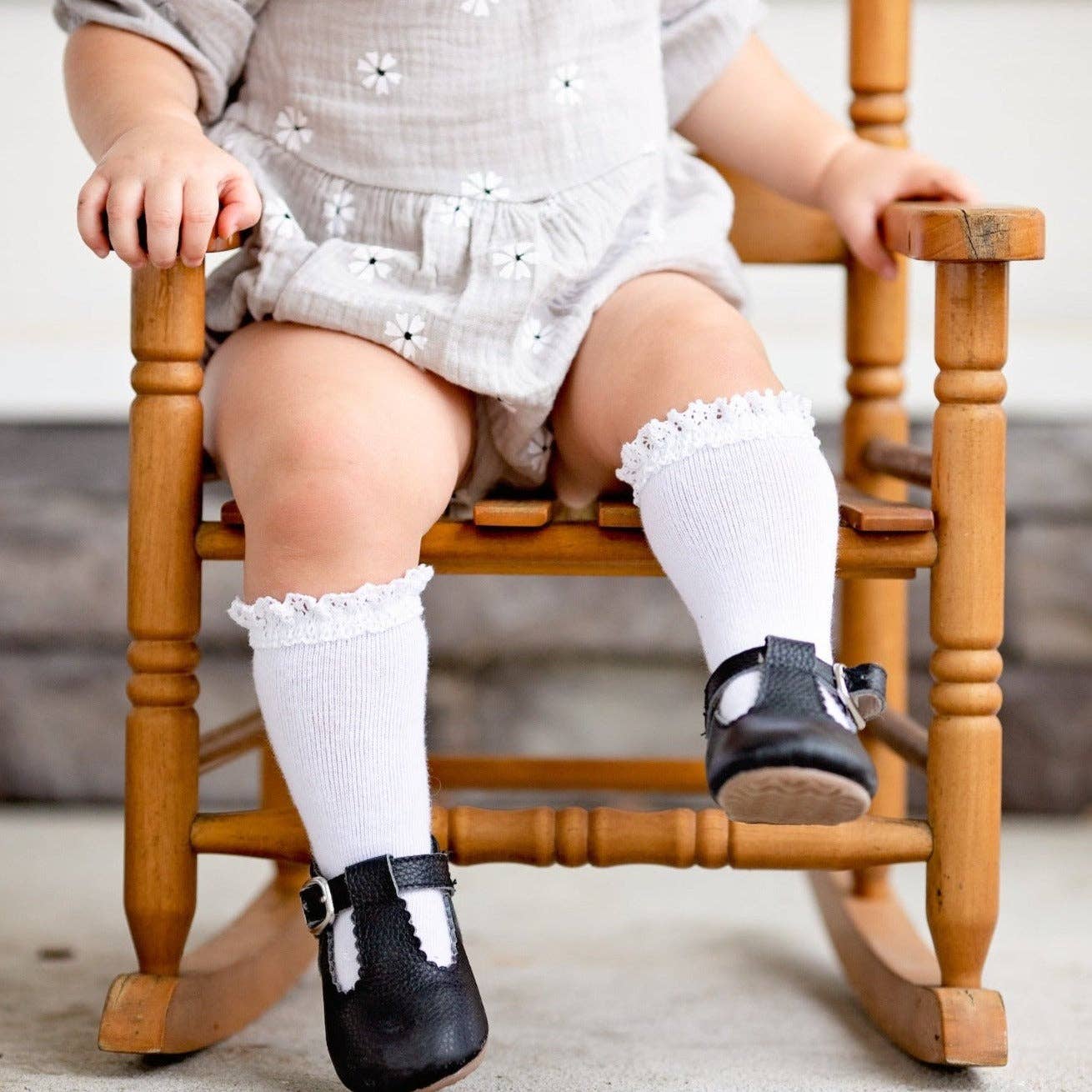 Little Stocking Co. - Wholesale Socks - Kids & Baby - White Lace Top Knee High Socks2