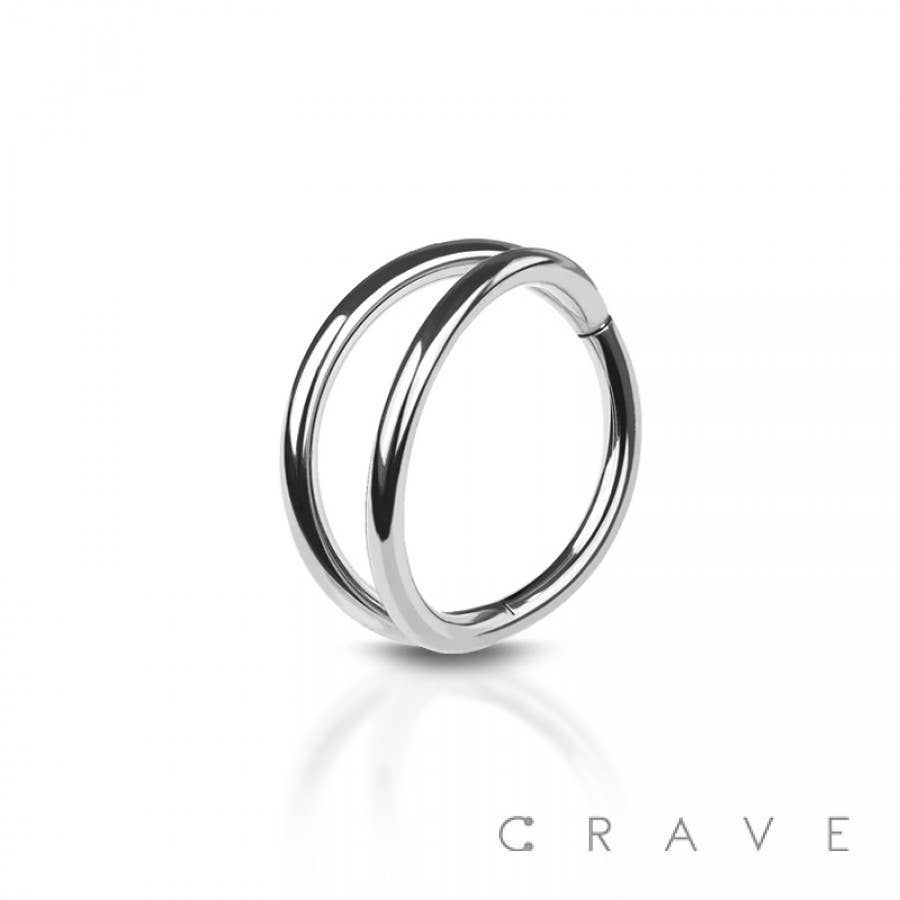 CRAVE - Wholesale Hoop Earrings - DOUBLE RING 316L SURGICAL STEEL HINGED SEGMENT HOOP RING4
