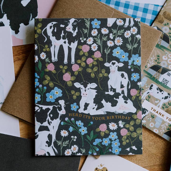 Paper Farm Press - Wholesale Birthday Card - Herd It's Your Birthday Cow Greeting Card1