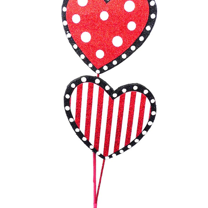 Brume de cœur à pois rayés rouge, blanc et noir de 24" avec 2 tiges 62582RDWTBK pour la vente par Trendy tree