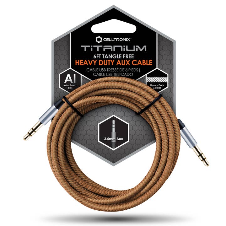 Cloudz - Wholesale Charging Cable - *Celltronix MCX Titanium 6' 3.5mm to 3.5mm AUX Audio Cable