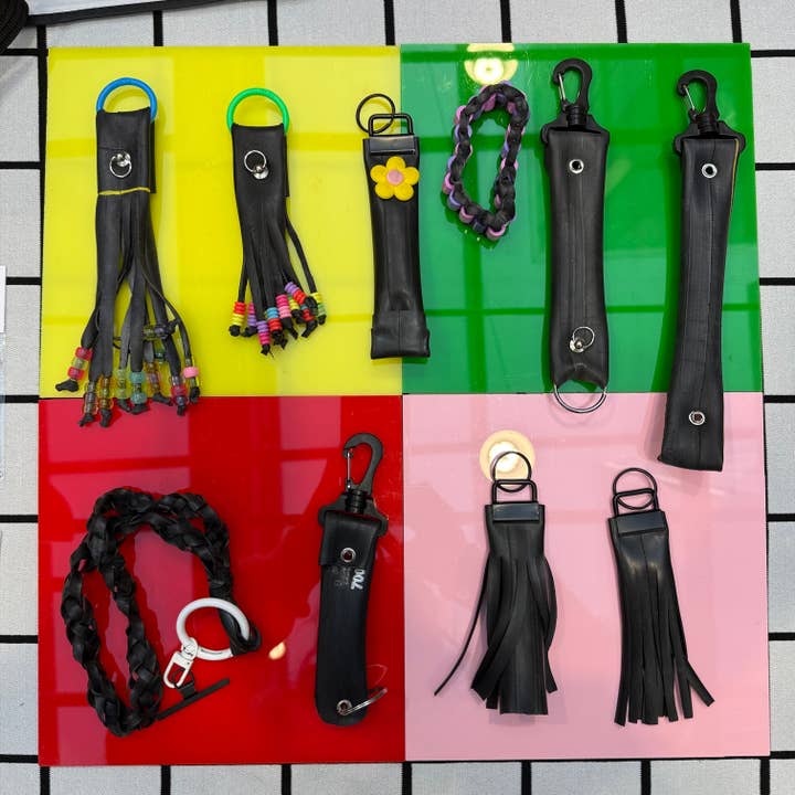 Upcycled inner tube keyrings for wholesale by Goodordering