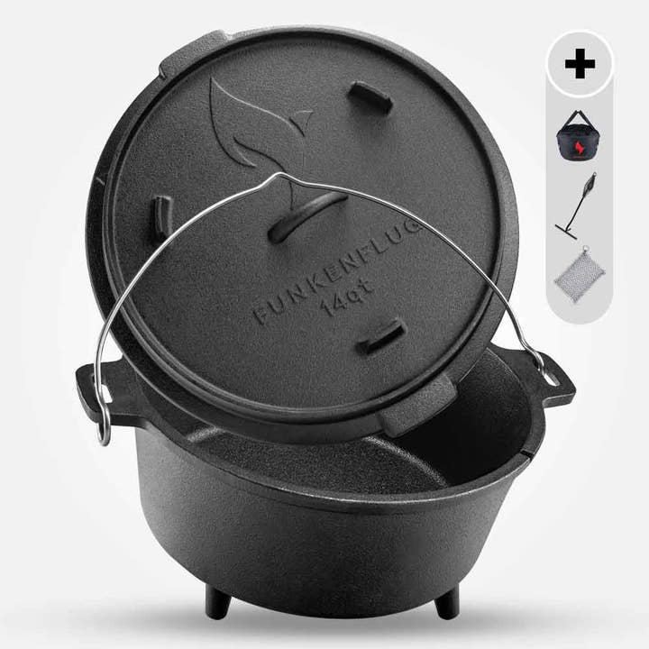 Burnt Dutch oven approx. 14 liters (14 QT) for wholesale by Funkenflug GmbH