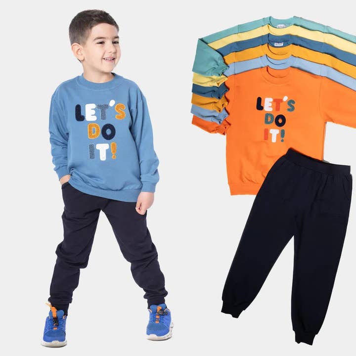 Boys Crewneck & Joggers Set "Lets Do it" for wholesale by Dreamline
