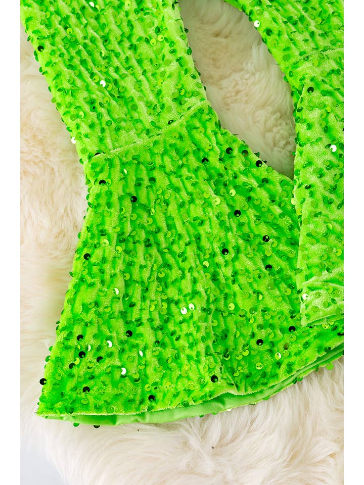 Kids Charm Online - Wholesale Pants - Kids - NEON GREEN SEQUINS BELL BOTTOMS. PNG40115 AMY