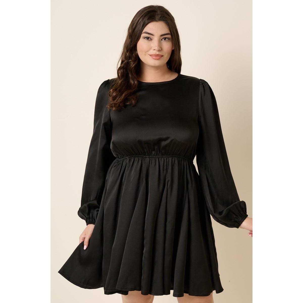 mittoshop - Wholesale Dress - Women's - PLUS SATIN CUT OUT BACK DETAIL MINI DRESS0