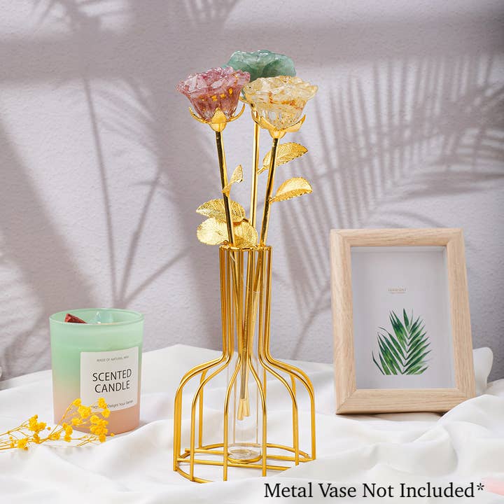 Crystolver (We Cover All Import Fees) - Wholesale Decorative tabletop object - Crystal Gravel Chips Rose Flower Ornament9