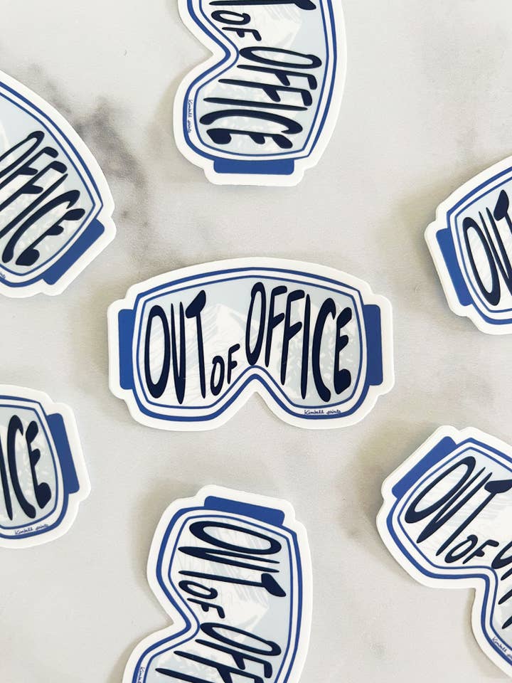 Adhesivo de vinilo para gafas de esquí Out of Office para venta al por mayor de Kimball Prints
