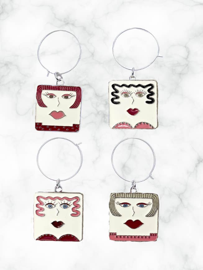 Pink Wine Glass Charms Set of 4 - Entertaining or Gifting for wholesale by Personality Plates