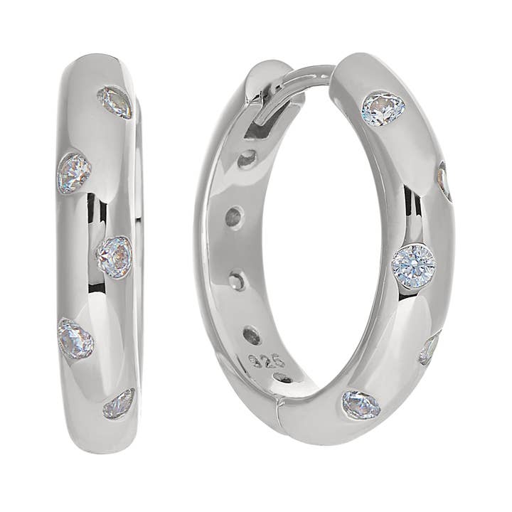 Ten Flush Set Simulated Diamond Huggie Earrings for wholesale by Kelly Waters