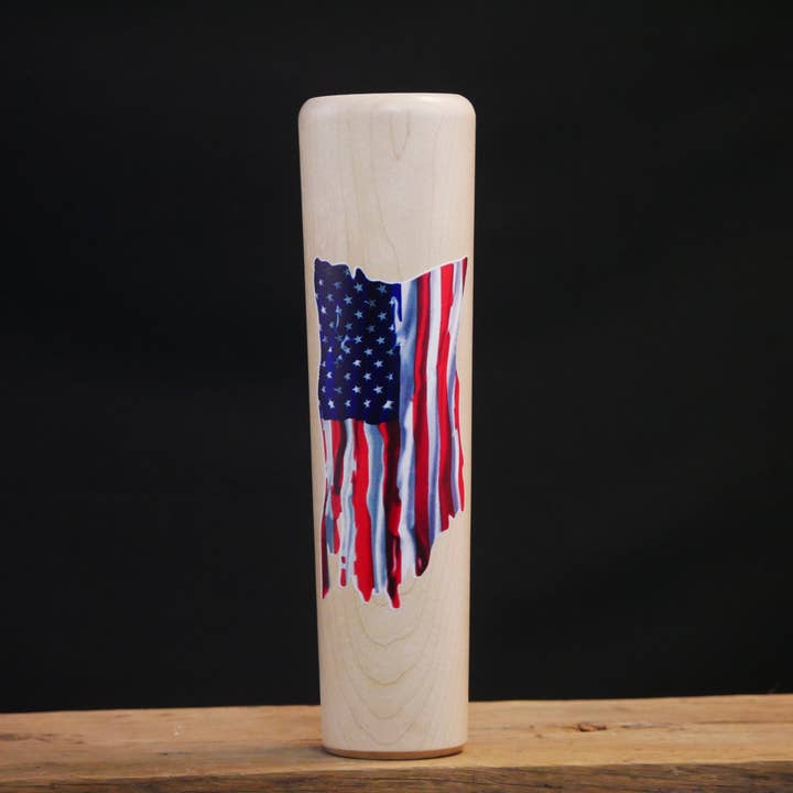 "Old Glory" Dugout Mug | American Flag Baseball Bat Mug for wholesale by Dugout Mugs