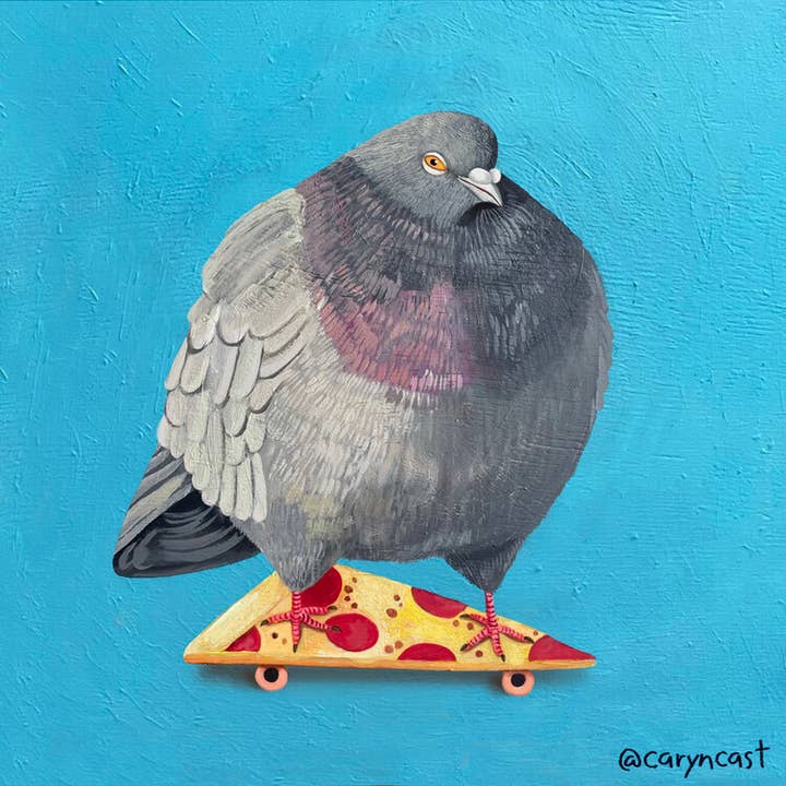 Pizza Pigeon Print for engroshandel hos Caryn Cast Art