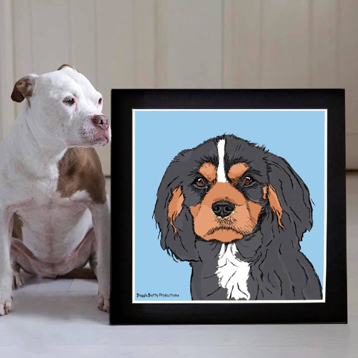 Estampado montado King Charles Azul para venta al por mayor de Buggle Betty Productions