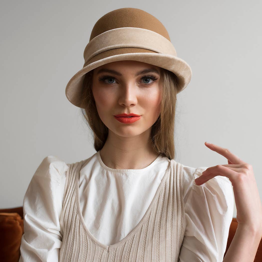 Giovannio - Wholesale Cloche Hat - Women's - Velveteen Asymmetrical Wool Felt Women's Cloche Hat1