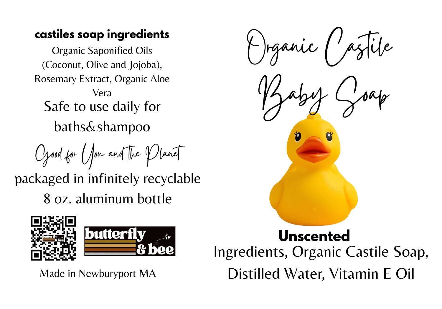 Butterfly&Bee - Wholesale 2-in-1 Shampoo & Body Wash - Baby - Organic Castile Baby Soap and Shampoo &Body Wash for Babies2