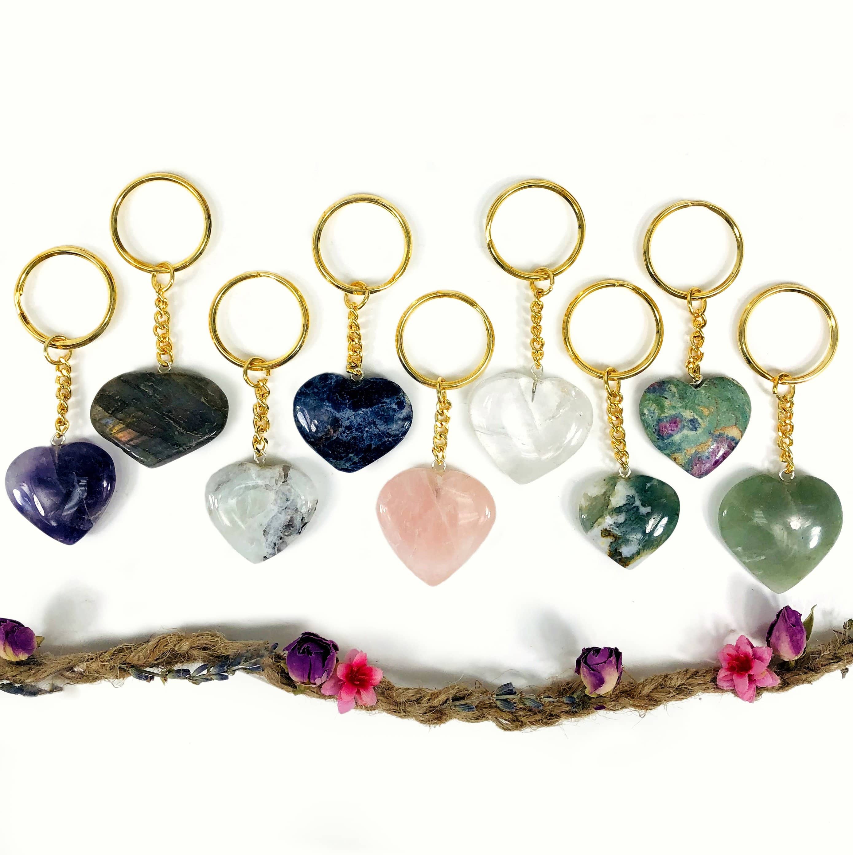 Rock Paradise - Wholesale Keychain - Unisex - Crystal Gemstone Heart Keychains - 10 Pack 4