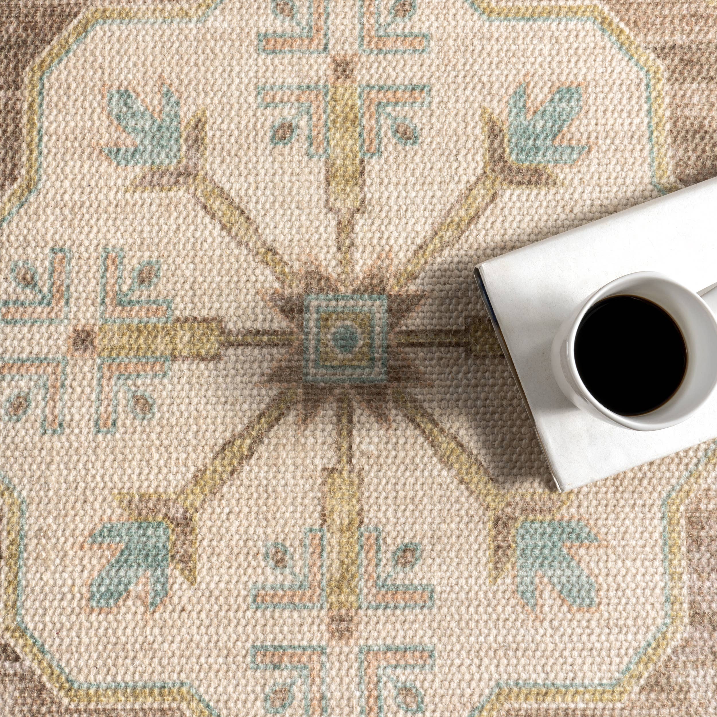 Brown Fawn Medallion Wool and Cotton Area Rug for wholesale on Faire4