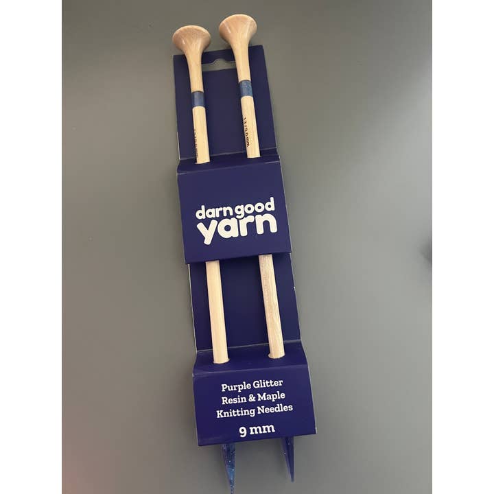 Darn Good Yarn - Vendita all'ingrosso Attrezzi per lavoro a maglia/uncinetto - Ferri da maglia in resina glitter viola e acero1