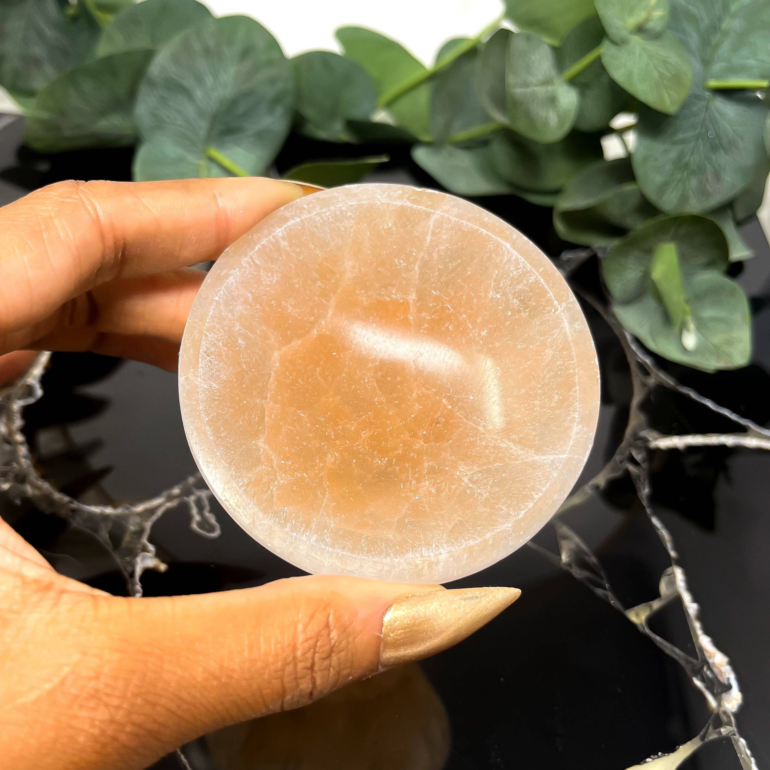 The Crystal Tabby - Wholesale Spiritual Stone/Crystal - Mini Peach Selenite Bowl0