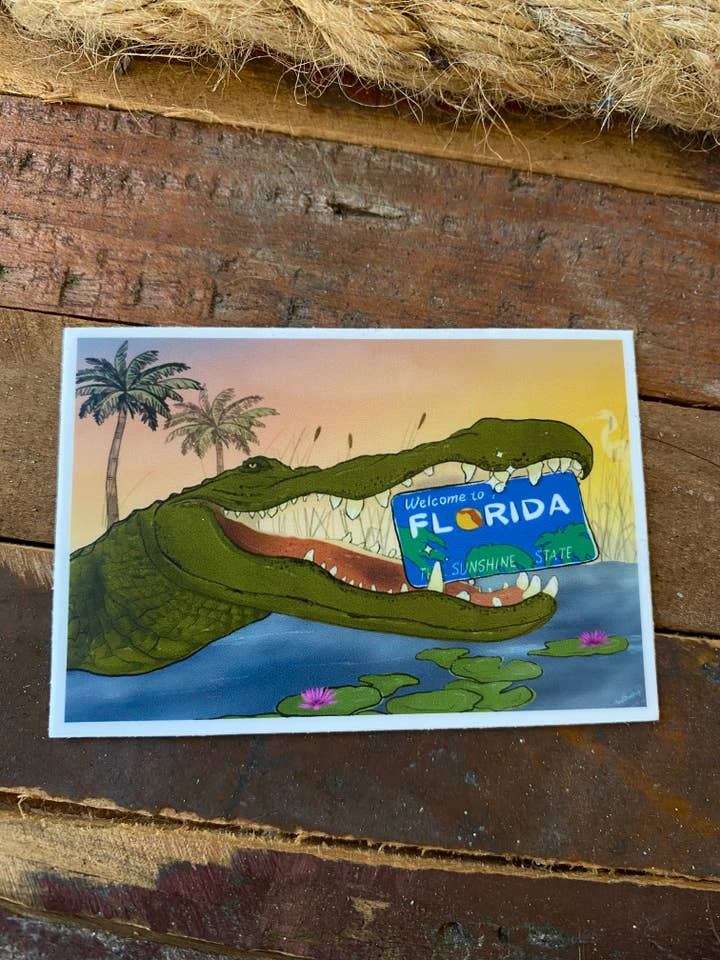 Autocollant Florida Alligator pour la vente par Art By Hayle