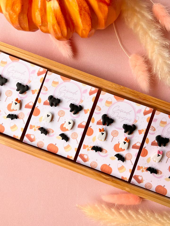 The Spooki Trio | Assorted Halloween Studs - Set of 3 for wholesale by Cascade Designs