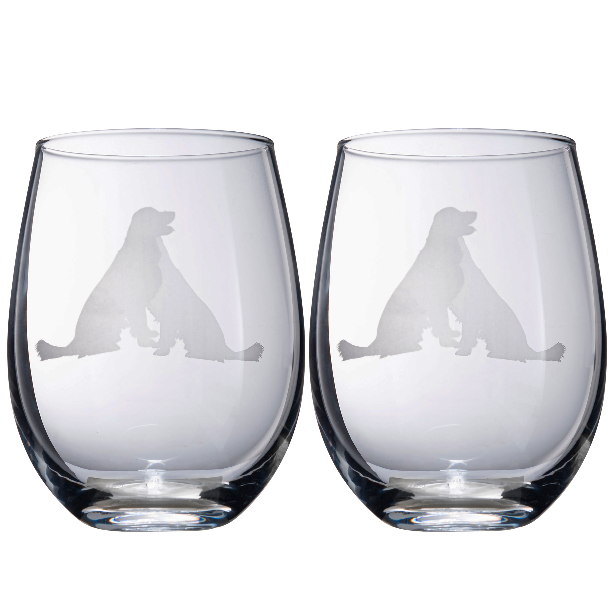 The Wine Savant /  Khen Glassware - Wholesale Wine Glass - Golden Retriever Stemless Wine Glasses Set of 20