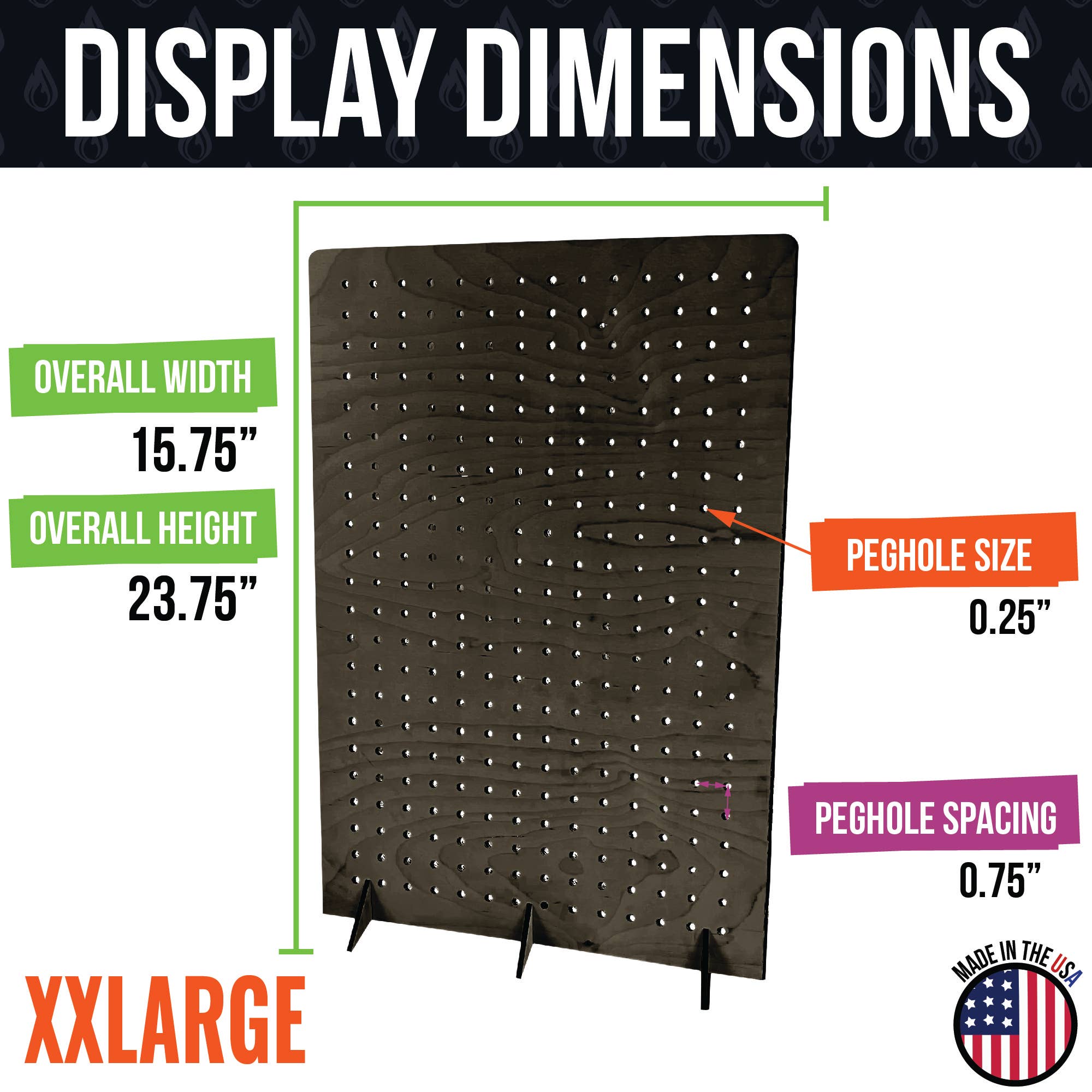 Torched Displays – wholesale Retailer display stand/case – Pegboard Display - Various Sizes and Colors60