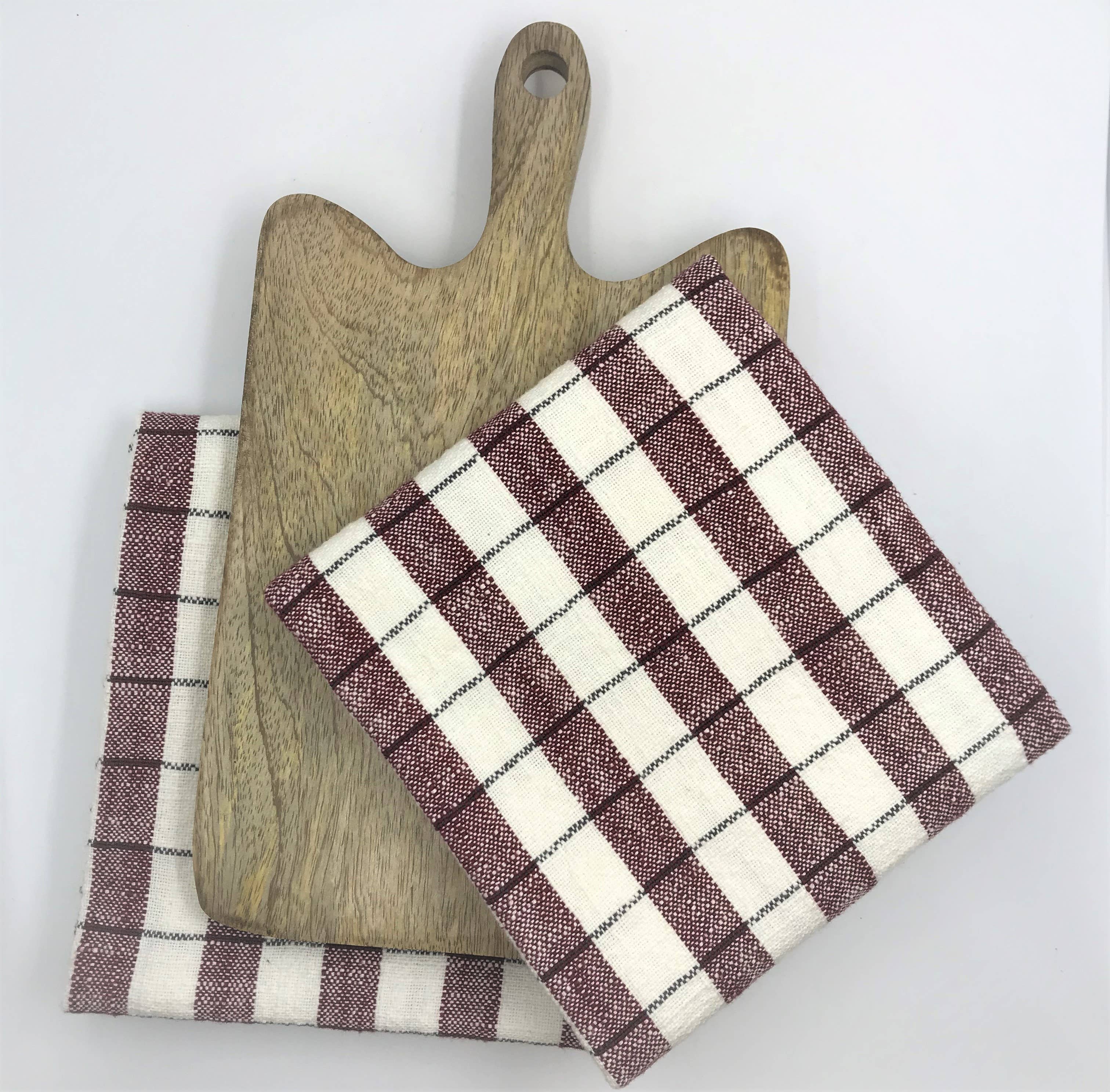 Rich Home Linens - Venta al por mayor Paño de cocina - Paquete de regalo - Juego de 2 paños de cocina y tabla de cortar de madera0