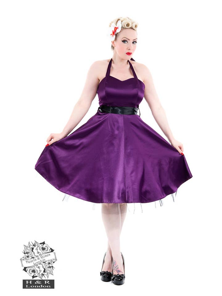 Hessar Trading CO LTD – Vestido - Mulher por atacado – Vestido Rodado de Cetim Liso com Gola Halter2