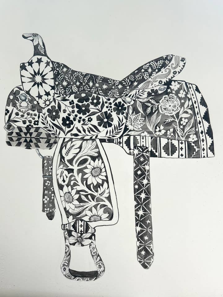 Black and White Western Saddle for wholesale by Watercolor Western