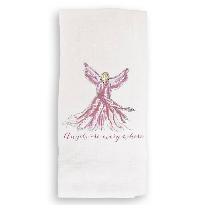 French Graffiti – Engroshandel Viskestykke – Pink Whispy Engel med Engle Er Overalt2