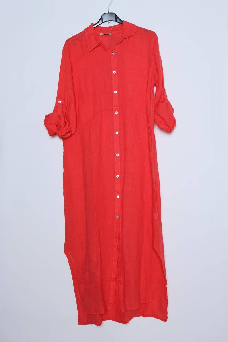 LÉA & LUC - Wholesale Dress - Women's - Long shirt dresses in 100% Linen REF. 148410