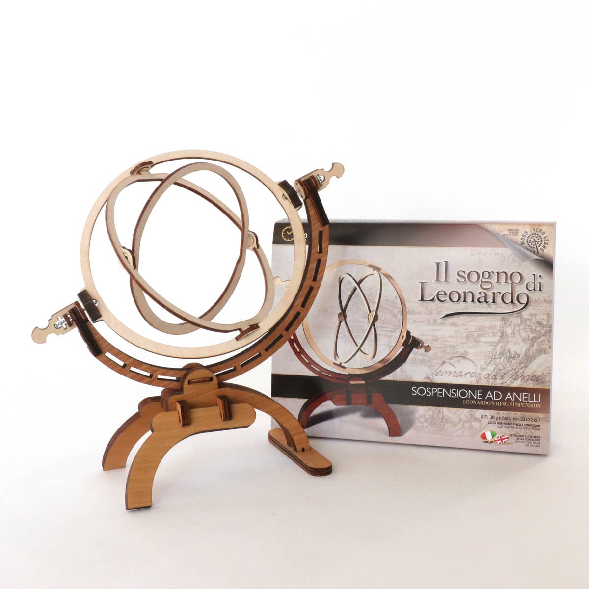 Dahimo - Vente Kit de bricolage - Suspension à Anneaux Leonardiana - Modèle en bois5