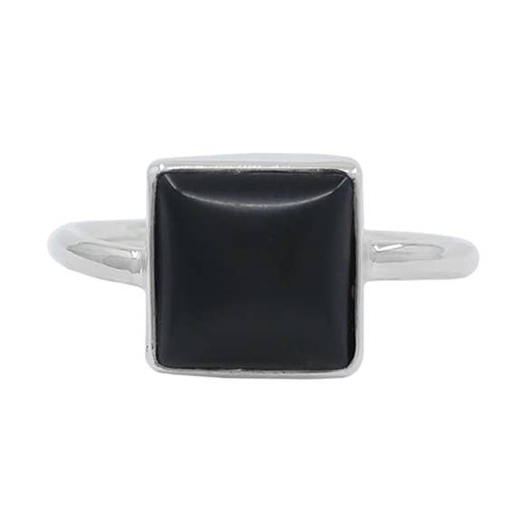 Sterling Silver Ring with Square Matte Onyx for wholesale by SITA