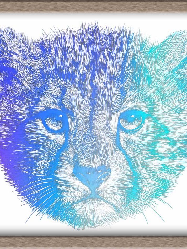 Cheetah Cub Foiled Art Print for wholesale by JoyousJoyfulJoyness