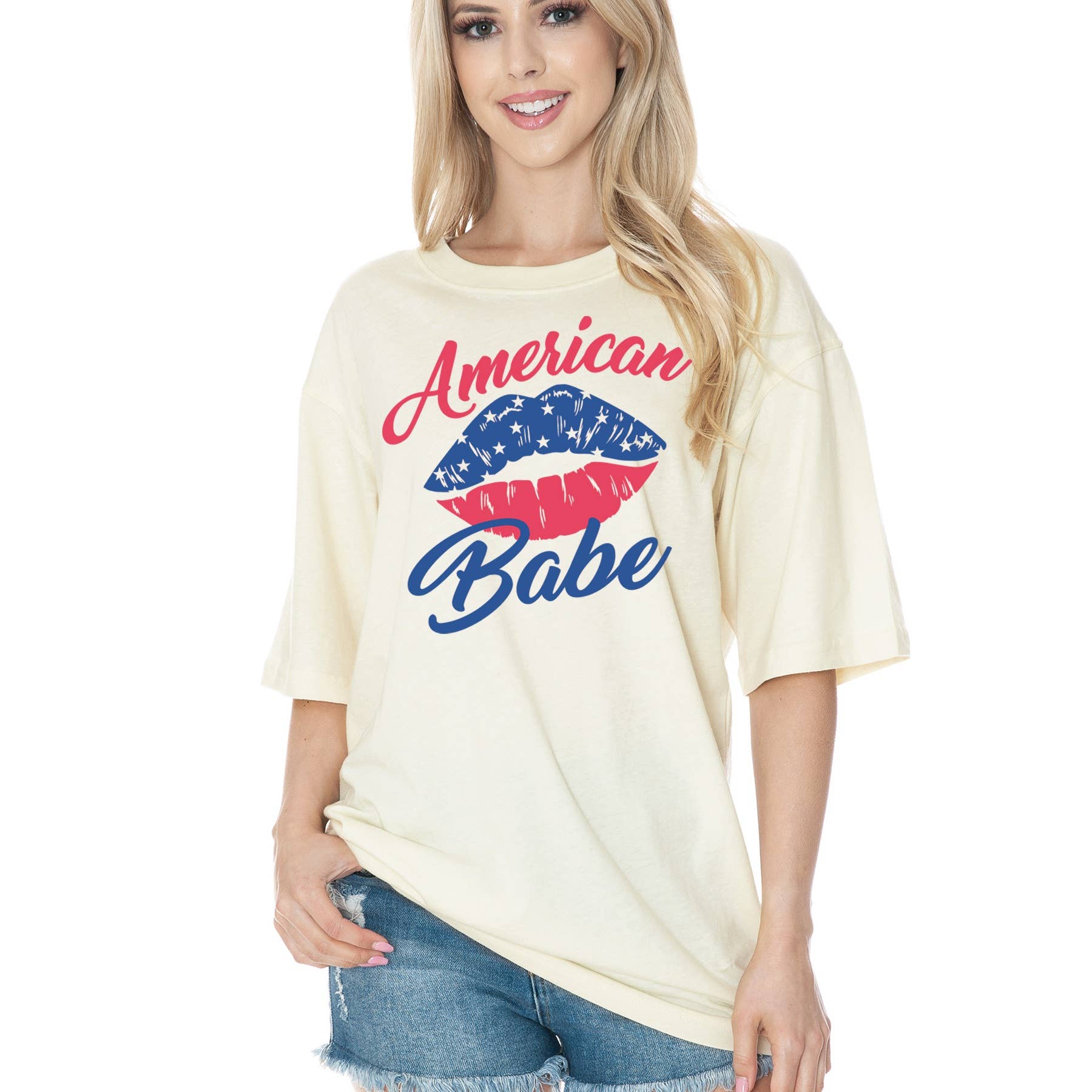 Amused by Blue - Wholesale Screen Printed T-Shirt - Women's - Unisex  oversized - AMERICAN BABE2