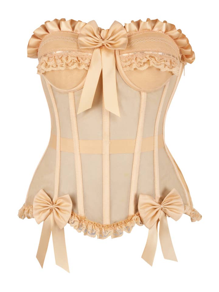 Daisy Corsets - Vente Bustier – femme - Corset bustier à armatures en acier désossé en maille nude