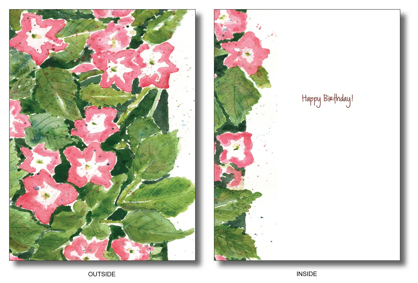 WORDS & WATERCOLORS BY PEG CONLEY - Wholesale Birthday Card - Pink Impatiens - Birthday1