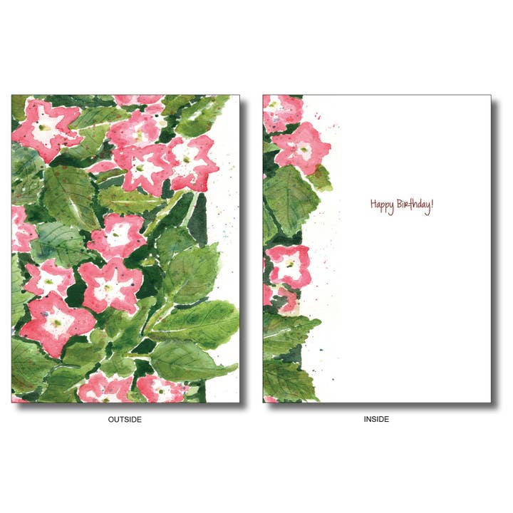 WORDS & WATERCOLORS BY PEG CONLEY - Wholesale Birthday Card - Pink Impatiens - Birthday1