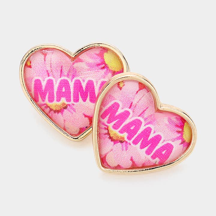 Pendientes de Estudio con Corazón y Mensaje MAMA para venta al por mayor de Sensibling Corp.