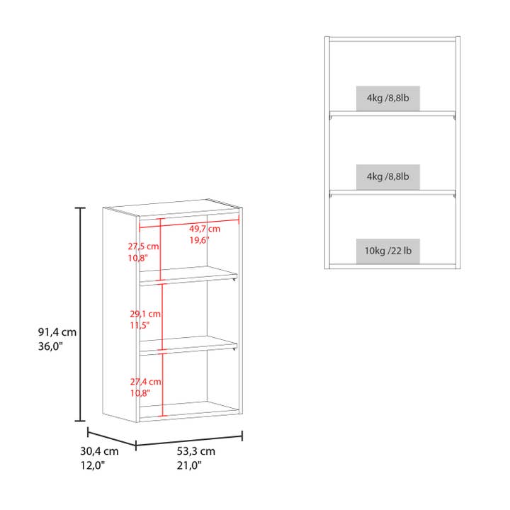 TUHOME FURNITURE - Wholesale Wall Mounted Shelf - Eco 36" High Open 3-Tier Wall Cabinet, Wall Shelf, Storage Cabinet, Cube Shelf Bedroom, Office, Living Room, Garage