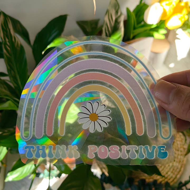 Suncatcher pense positif autocollant de fenêtre pour la vente par Merchbaendchen