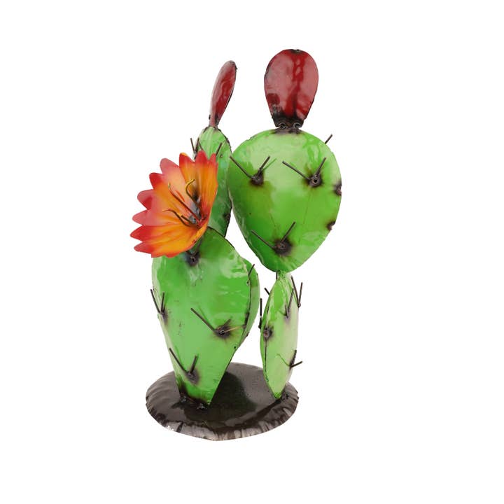 My Amigos Imports – wholesale Outdoor ornament/decor – Blooming Metal Prickly Cactus-Garden-Yard Art-8x8x17H inches