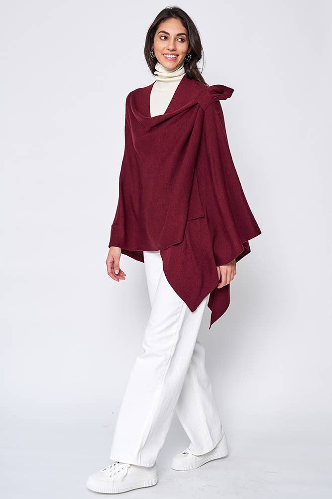 Hana - Venta al por mayor Poncho - Mujer - Ruana sólida con correa para el hombro19