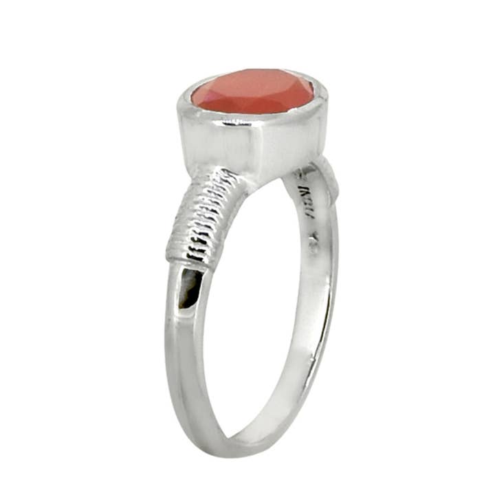 Tiramisu - Wholesale Single Stone/Solitaire Ring - 925 Sterling Silver Carnelian Gemstone Textured Ring
