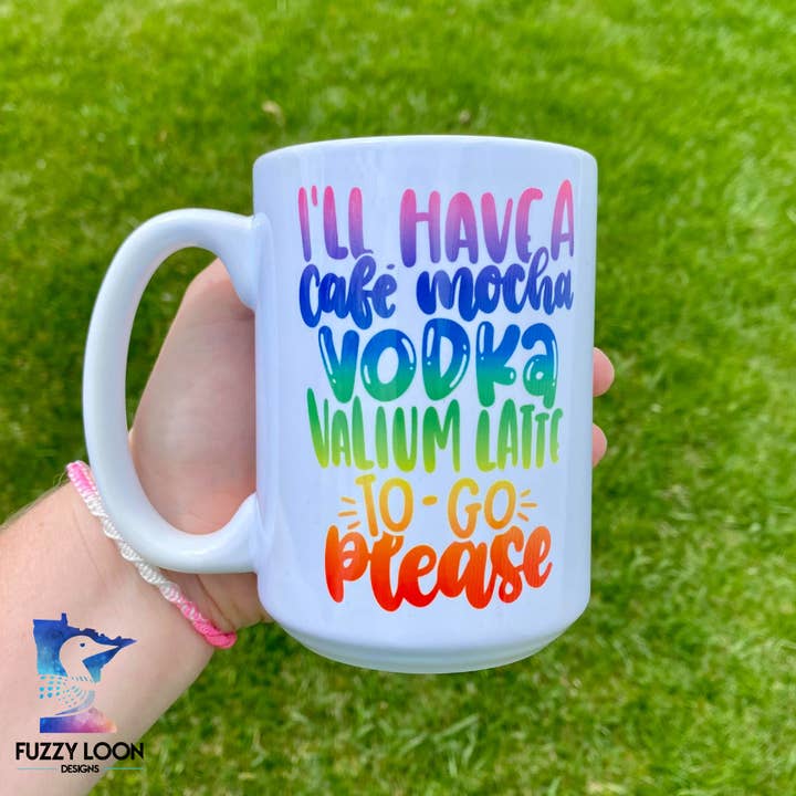 Fuzzy Loon Designs – Caneca por atacado – Caneca de café Vodka Valium Latte